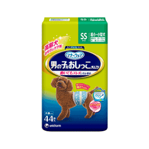 <a href="https://www.qoo10.jp/gmkt.inc/Search/brand.aspx?brandno=18151" target="_blank" class="title_brand" id="btn_brand" title="ユニ・チャーム">ユニ・チャーム</a>ユニ・チャームペット マナーウェア 男の子用おしっこオムツ SSサイズ 44枚入