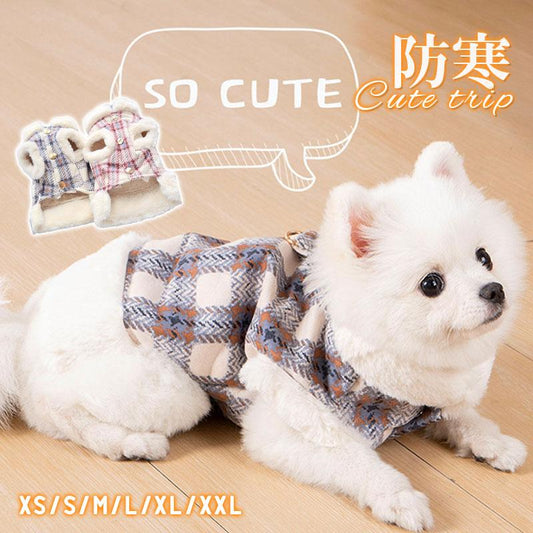 人気商品超目玉 犬服 ペットウェア 犬の服 厚手 Dカン付き チェック柄 ドッグウェア ペット用品 可愛い 暖かい 秋冬春 裏ボア 防寒 モコモコ ふわふわ 散歩