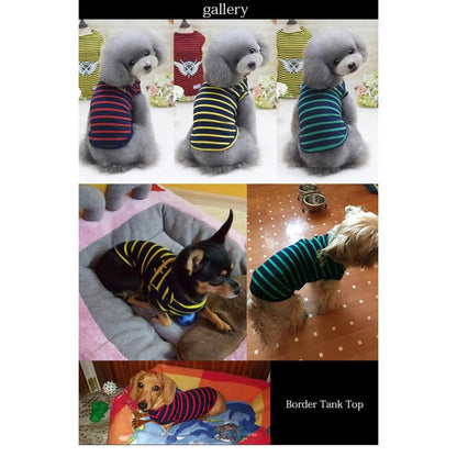 新商品プロモーション，数量限定 犬 猫 服 ウェア ペット ドッグ ドッグウェア 小型犬 中型犬 ボーダー タンクトップ犬 猫
