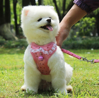 ペット用品犬の服犬用ハーネスリード3色カモフラージュストロベリーレースかわいいファッショナブルな安全482