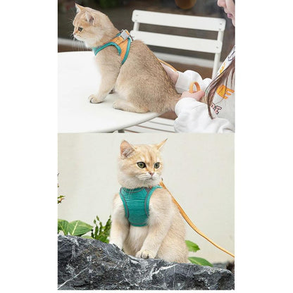 新商品プロモーション，数量限定 犬 猫 ハーネス リード付 カラフル ツートン ウェアハーネス ペット 服 胴輪 キャット ドッグ犬 猫