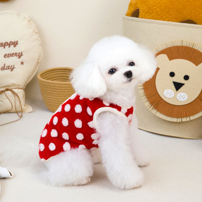 人気ペット用品犬服猫小型犬快適テディキュービック水玉フリースベスト