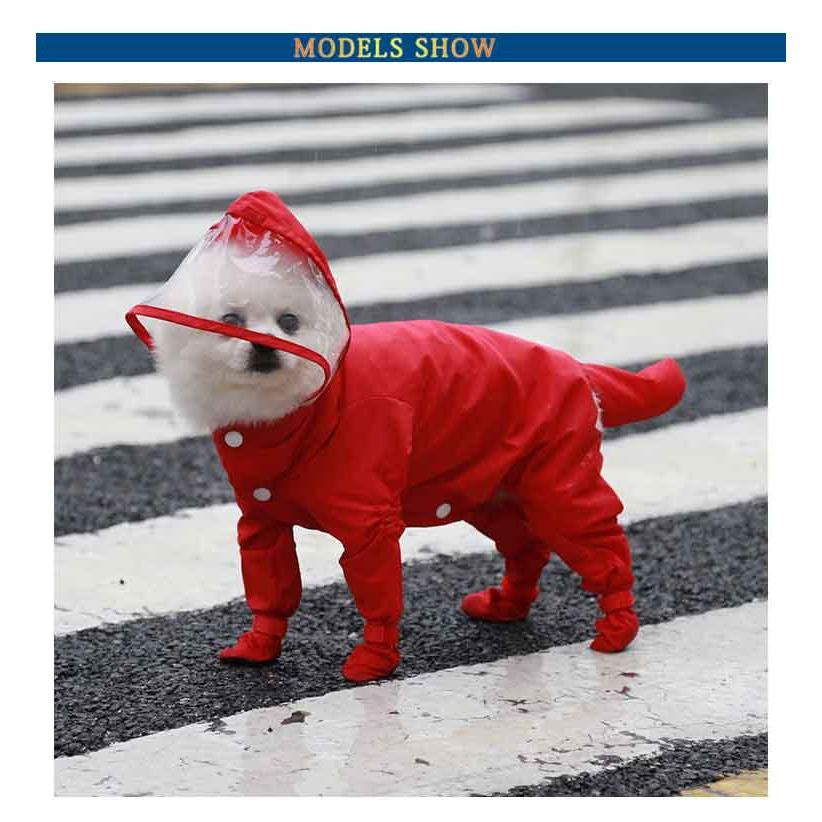 中型犬 ペット用品 犬 着せやすい ペット 中小型犬 ドッグウェア 防水 雨具 4脚カバー 軽量 つなぎ お出かけ 雨の日 レインコート プードル