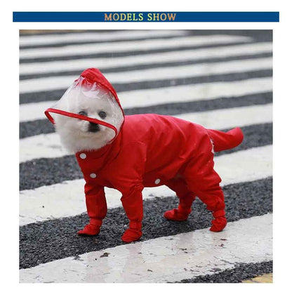 中型犬 ペット用品 犬 着せやすい ペット 中小型犬 ドッグウェア 防水 雨具 4脚カバー 軽量 つなぎ お出かけ 雨の日 レインコート プードル