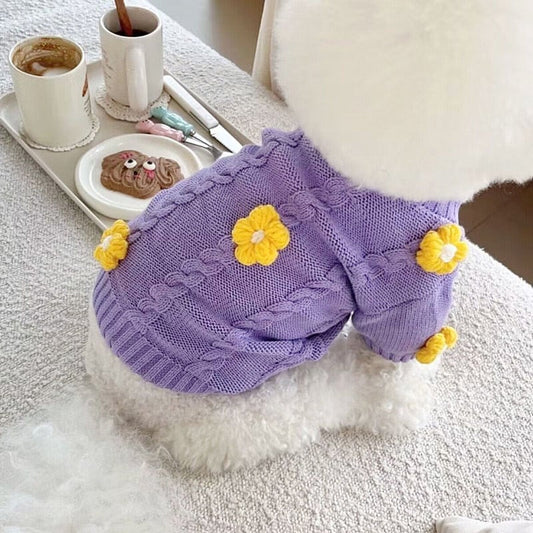 春と秋の犬服テディボーミペットのコキシナレビーベア愛らしい 犬猫服秋冬服 パープル セーター 可愛らしい 暖かい野球服 冬アウター
