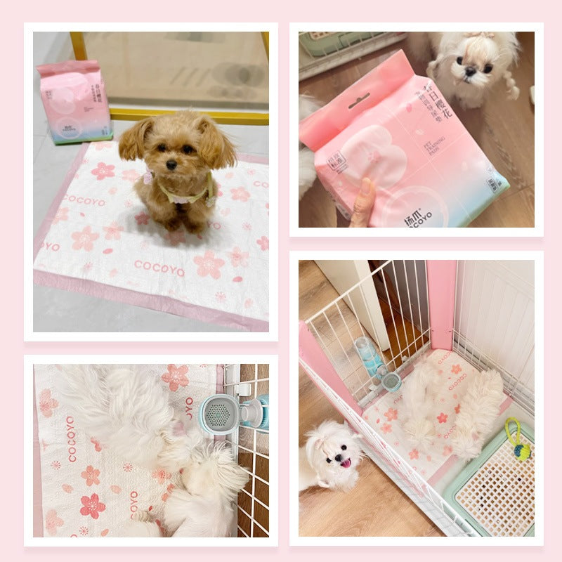 <a href="https://www.qoo10.jp/gmkt.inc/Search/brand.aspx?brandno=109151" target="_blank" class="title_brand" id="btn_brand" title="Honeycare">Honeycare</a>ペットシーツ サクラ柄入り ペットシート厚型　サイズ選択可 レギュラー ワイド スーパーワイド 256枚 128枚 64枚 まとめ買い サクラの香り付き 犬 猫 ペット用品