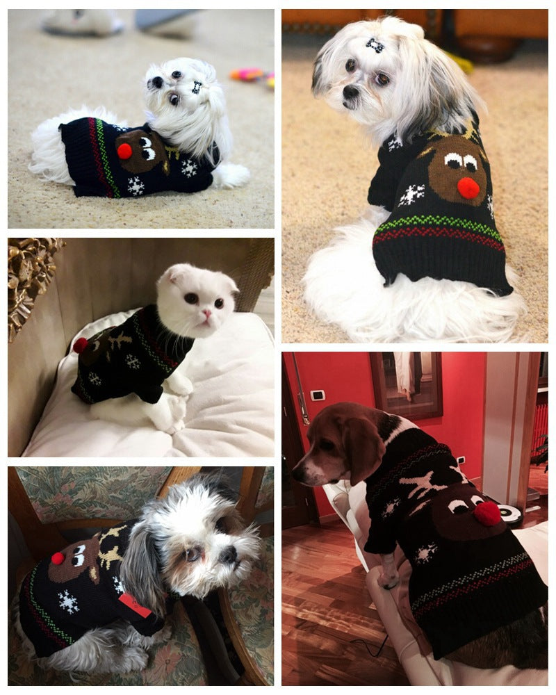 人气新作ペット服 中小型犬VIPテディニューファーザークリスマスペットニットジャンパー犬の服 ペット服