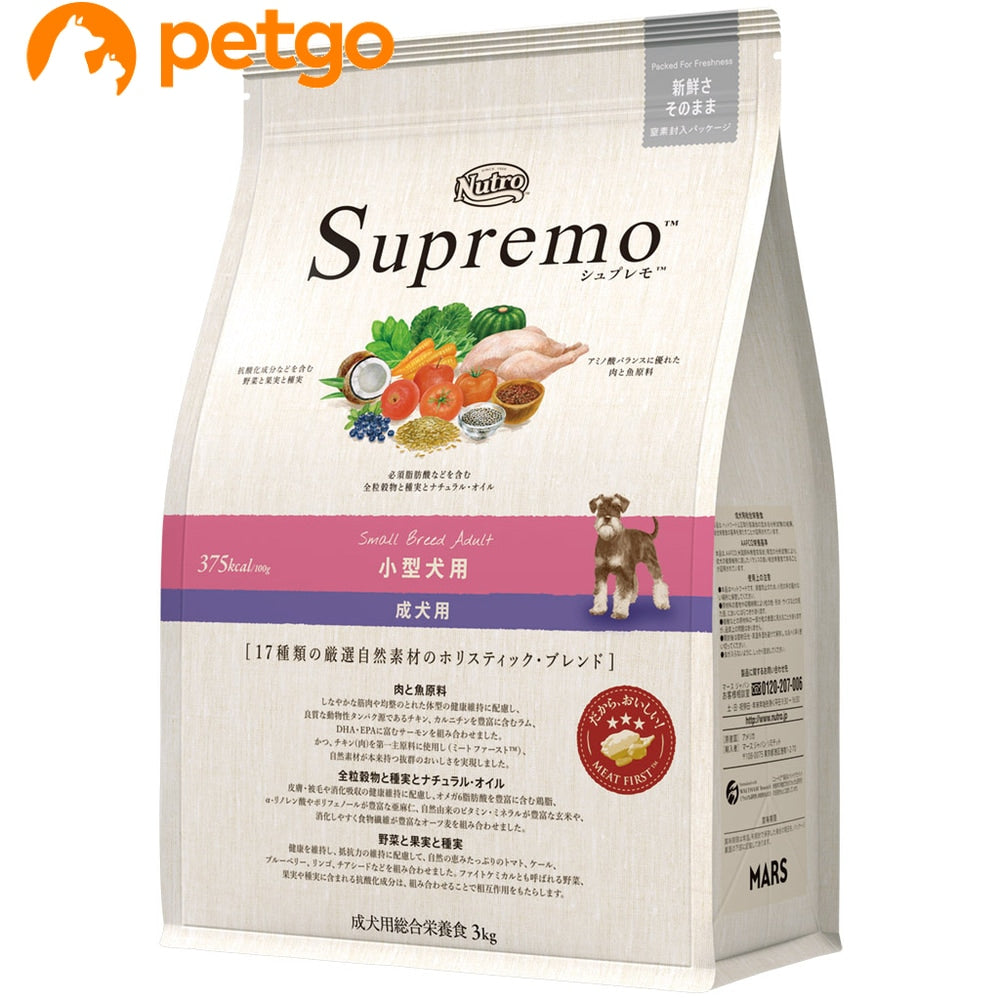 <a href="https://www.qoo10.jp/gmkt.inc/Search/brand.aspx?brandno=56208" target="_blank" class="title_brand" id="btn_brand" title="シュプレモ">シュプレモ</a>ニュートロ シュプレモ 小型犬用 成犬用 3kg