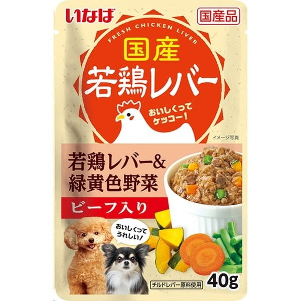 <a href="https://www.qoo10.jp/gmkt.inc/Search/brand.aspx?brandno=77771" target="_blank" class="title_brand" id="btn_brand" title="いなばペットフード">いなばペットフード</a>若鶏レバーパウチ 若鶏レバー&緑黄色野菜 ビーフ入り 40g