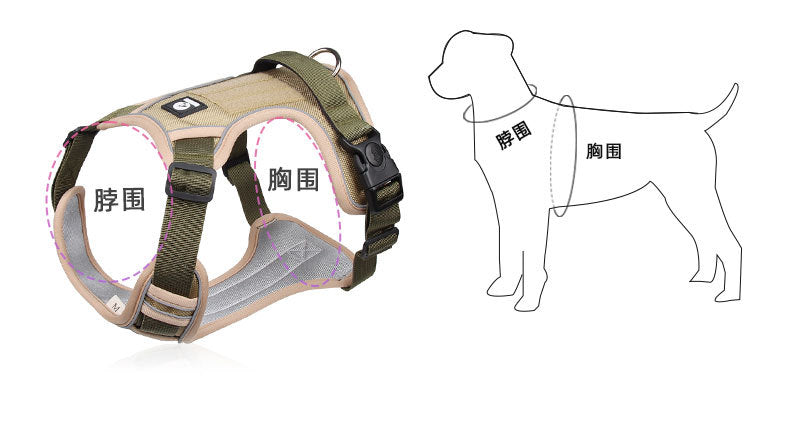 ペットリーシュ大型犬胸ベルト大型犬犬胸反引き裂き摩耗犬胸背中