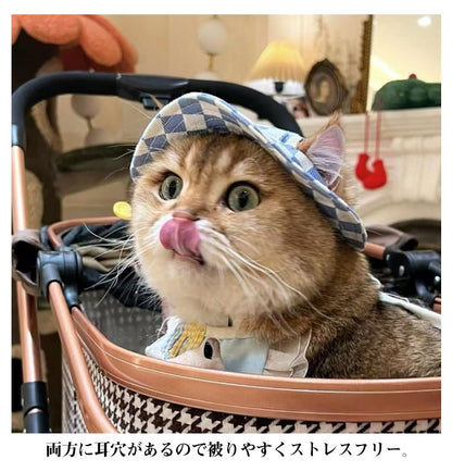 贩売促进 中型犬 帽子 あご紐付き ペットウェア 犬 2点セット ツバ ペット用品 小型犬 日よけ対策 バケットハット ペット服 可愛い ワンちゃん 散歩 犬用帽子 耳出し 耳穴 サイズ調整 猫 お出
