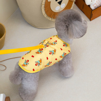 人気犬の服ペットの服小型犬や猫が秋と冬に着用することができますプリントベアコットンベストに代わって暖かい快適さ
