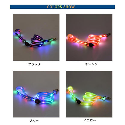 3日以内に出荷 明日まで値下げ 犬 リード 光る 安全対策 LED光るリード 軽量 ペット用リード 長さ120cm 夜間散歩 柔らかい 無臭 夜散歩ライト 視認性 犬 USB充電式 期間限定オファー