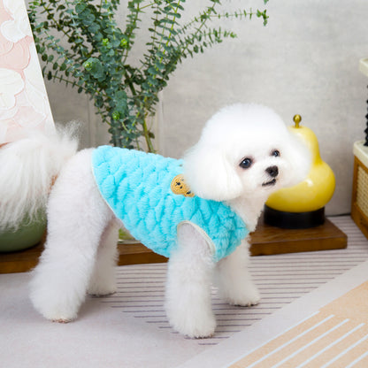 人気犬の服ペット服テディ小型犬猫が着ることができる秋と冬暖かい快適なピーチハート3色フリースジャケット