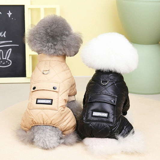 犬服　秋 冬　暖かい　ドッグウェア　裏ボア　キルティング　中綿コート　つなぎ　ペットウェア　裏起毛　　犬の服　小型犬　トイプードル ジャケット