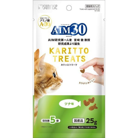 <a href="https://www.qoo10.jp/gmkt.inc/Search/brand.aspx?brandno=26472" target="_blank" class="title_brand" id="btn_brand" title="マルカン">マルカン</a>AIM30 カリッとトリーツ ツナ味 5g5袋