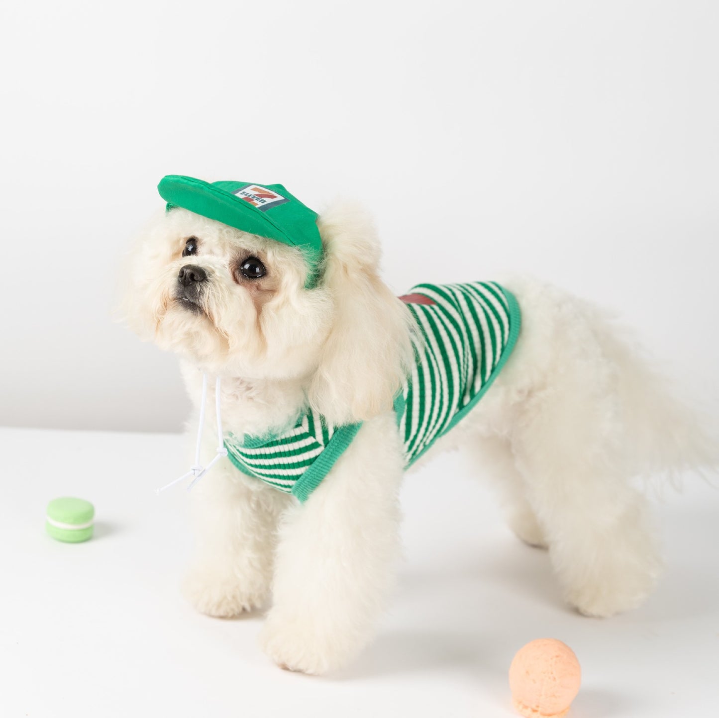 犬 洋服 春夏犬服ボーダーベスト帽子リードスリング小型犬猫ペット服