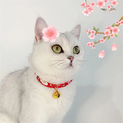 大人気！ 首輪 セーフティバックル ペット ペット用品 猫 猫用 猫の首輪 和柄 和風 鈴 鈴付き チャーム付き ちりんちりん かわいい オシャレ 招き猫 サイズ調節可能 クッション入り 痛くない