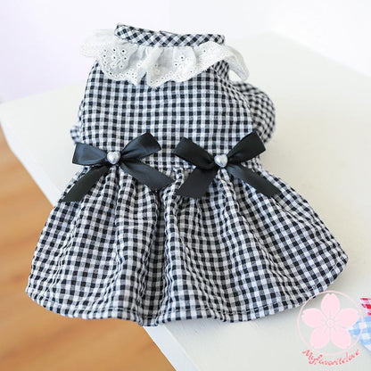 新入庫 ペット 服 安い 犬 春 夏 秋 ブラック チェック 柄 ワンピース かわいい 可愛い ハイブランド 猫 ドッグウェア