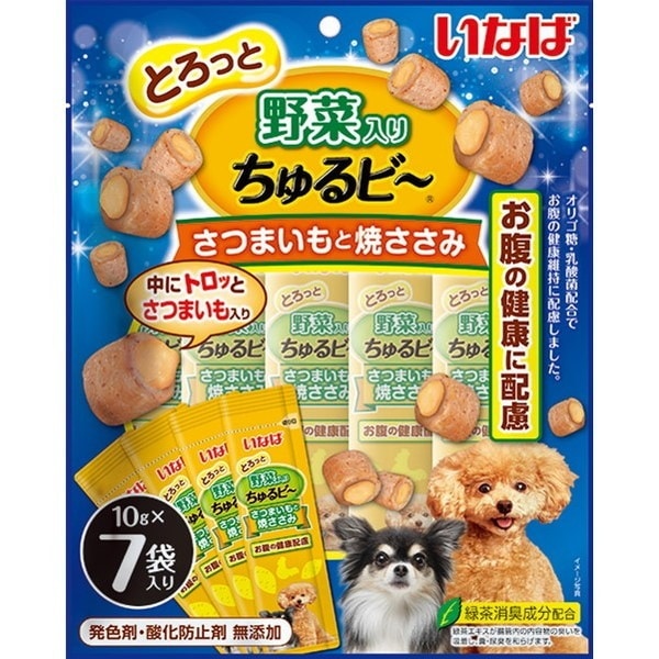 <a href="https://www.qoo10.jp/gmkt.inc/Search/brand.aspx?brandno=77771" target="_blank" class="title_brand" id="btn_brand" title="いなばペットフード">いなばペットフード</a>いなば ちゅるビさつまいもと焼ささみ 10g7袋