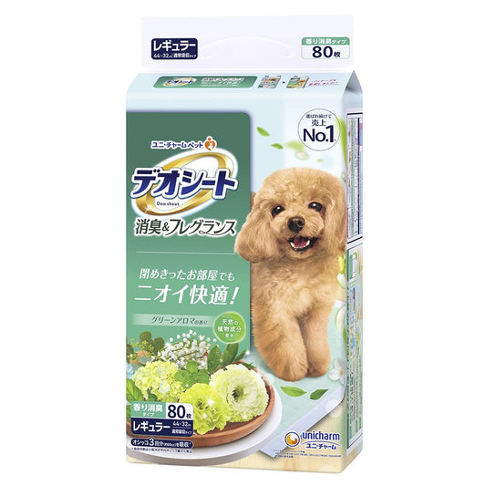 <a href="https://www.qoo10.jp/gmkt.inc/Search/brand.aspx?brandno=77536" target="_blank" class="title_brand" id="btn_brand" title="デオシート">デオシート</a>ペットシーツ　消臭＆フレグランス　グリーンアロマの香り　レギュラー　８０枚　ＣＲＣ40―25―10―05―00