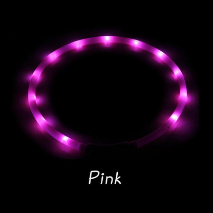 光る首輪 光る 充電式 散歩 首輪 LED おしゃれ 犬 夜 ペット レインボー 猫 USB ライト