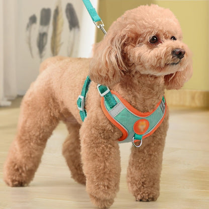小型犬用 ベスト型ハーネス＆リード２点セット 小型犬ハーネス 首の負担軽減 胸や腹部に優しい