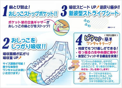 【日本製】 男の子のためのマナーおむつ 犬用おむつジャンボパック 小型犬用42枚×3(126枚) PMO-706