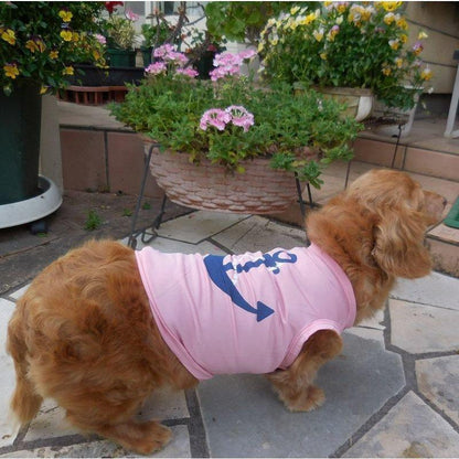 超人気 ペットファッション 犬服 ドッグウェア ペットウェア 薄手 ノースリーブ プリントＴシャツ 碇 マリン 犬用 犬 いぬ ドッグ 可愛い かわいい