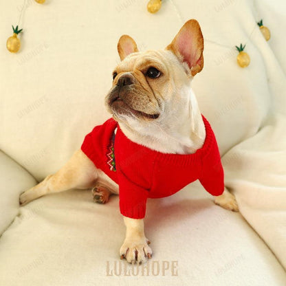 犬 服 犬の服 ペット服 ドッグウェア セーター ニット クリスマス サンタ柄 秋冬 保温防寒 小中型犬 メール便対応