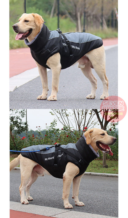 防風 ウェア ハーネス 大型犬 防水 反射 防寒 中型犬 ベスト 一体型 ジャケット 犬 服 暖かジャケット ペット