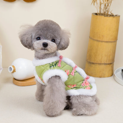 人気ペット用品犬の服猫小型犬暖かく快適なテディカントリースタイルの綿ベスト