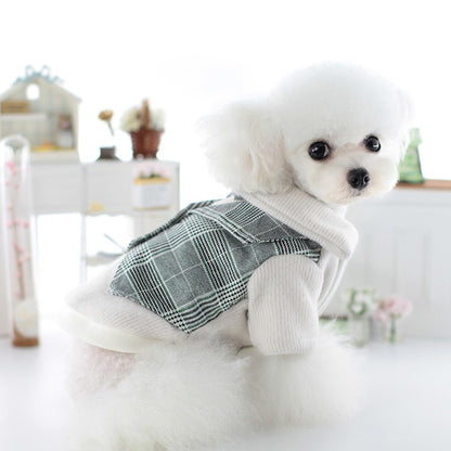 犬服ペット犬冬カレッジスタイルスーツ猫スカートテディビションプードル冬服新品！