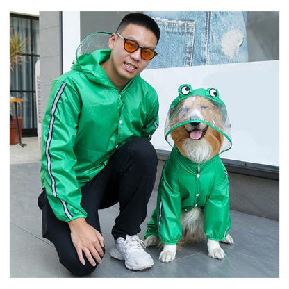 犬服 レインコート ドッグウェア 雨具 レインウェア ポンチョジャケット ペット服 ドッグ フード付き 反射テープ付き 雨の日 防水