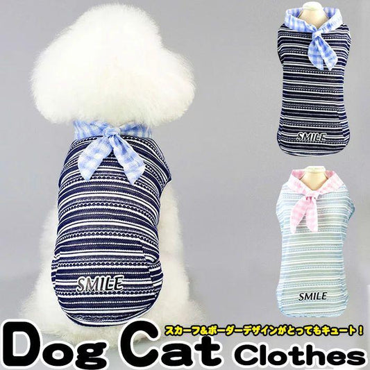 新商品プロモーション，数量限定 犬 猫 服 ウェア ペット ドッグ ドッグウェア スカーフ バンダナ ボーダー 小型犬 中型犬 タンクトップ犬 猫
