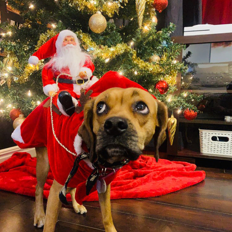 ペット犬クリスマス衣装サンタ乗馬スーツクリスマスペット服鹿乗馬スーツペットクリスマス用品