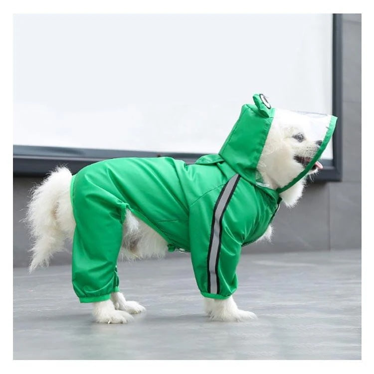 犬服 レインコート ドッグウェア 雨具 レインウェア ポンチョジャケット ペット服 ドッグ フード付き 反射テープ付き 雨の日 防水