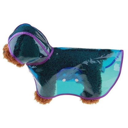 ペットファッション 犬用レインコート レインポンチョ ポンチョ型 ドッグウェア 雨具 カッパ レインウェア スケルトン 半透明 パーカー 帽子付き