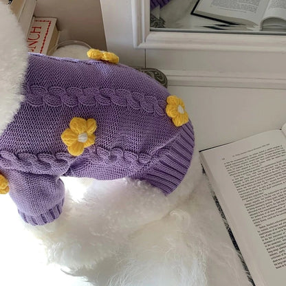 春と秋の犬服テディボーミペットのコキシナレビーベア愛らしい 犬猫服秋冬服 パープル セーター 可愛らしい 暖かい野球服 冬アウター