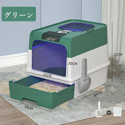 猫トイレ 大型 猫 スコップ付き フルカバー トイレ ねこのトイレ 消毒殺菌 ニオイ対策 密閉防臭 大容量 可愛い 大きめ
