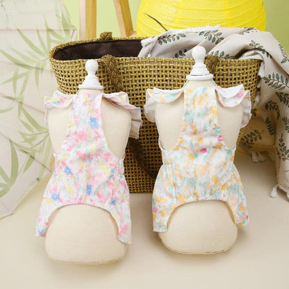 早い者勝ち 発売特典ペットウェアワンピースカン犬服ドッグウェア洋服袖なし花柄総柄お散歩お出かけおしゃれかわいい犬いぬペット服
