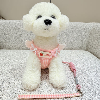 新しい犬の胸の背中のかわいいペットのベスト式の小型犬の牽引紐は犬のひもの翼のレースを散歩します メガ割ワンピースパンツトートバッグ