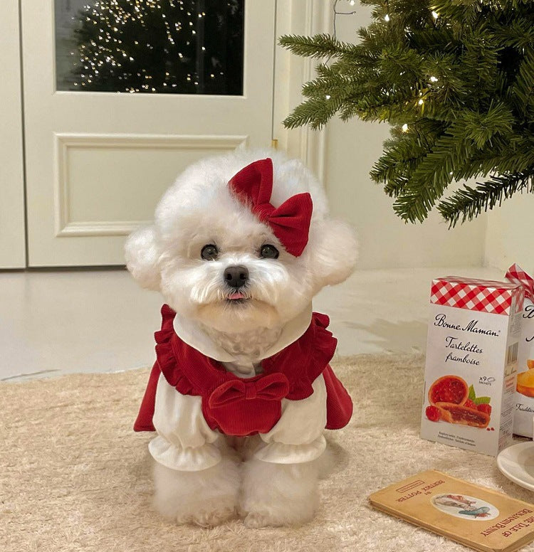 ペット服 クリスマススカート秋冬小型犬ペット猫服