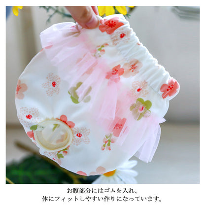 犬用 マナーパンツ 女の子用 サニタリパンツ 生理用パンツ 小型犬 中型犬 おむつカバー 月経パンツ マーキング防止 オシッコ対策 しつけ チェック柄 花柄 チュール付き 犬の服 ドッグウェア ズレな