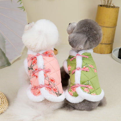 人気ペット用品犬の服猫小型犬暖かく快適なテディカントリースタイルの綿ベスト