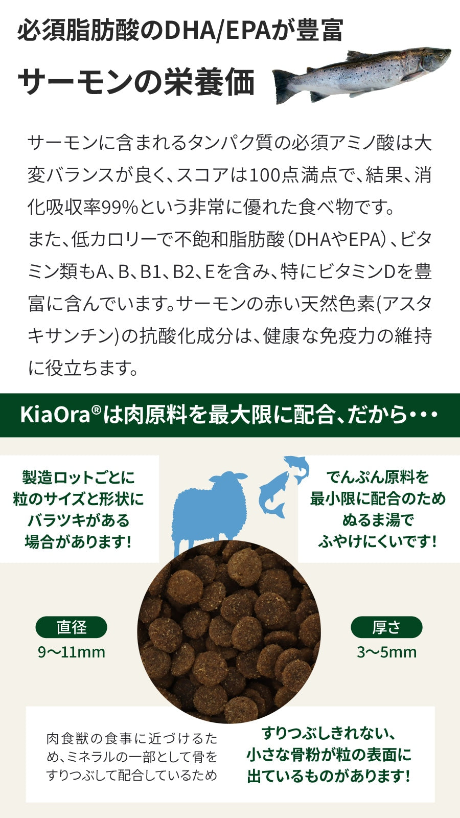 <a href="https://www.qoo10.jp/gmkt.inc/Search/brand.aspx?brandno=110758" target="_blank" class="title_brand" id="btn_brand" title="KiaOra">KiaOra</a>ドッグフード ラム&サーモン 2.7kg【国産たじま鶏ジャーキー(小サイズ)付き】