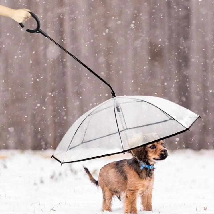 雨具 ペット用 散歩 クリア 犬 中型犬 いぬ お出かけzq リード付き傘 アンブレラ レイングッズ