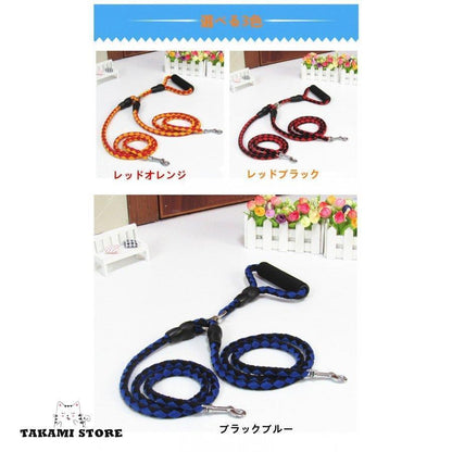犬 2頭引き リード ペット ドッグ リフレクター リーシュ 反射テープ ダブルリード 多頭飼い 小型犬 中型犬 2匹 絡まない 電話しながら散歩