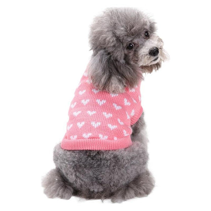 人気 可愛い ペット服 秋冬暖かいレッドピンクハート犬の服セータースカート休日クリスマス新年ペット服
