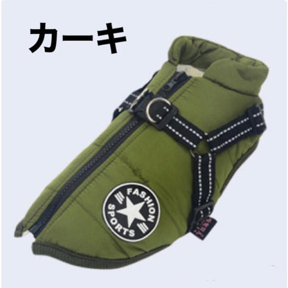 おしゃれ 秋冬 服 犬 ダウンハーネス付 犬服 ダウンジャケット 冬用 着せやすい ダウン 撥水加工 冬 小型犬 中型犬